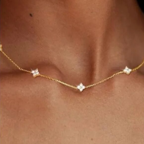 Anthropologie Jewelry - 14K Gold Filled Four Leaf Clover Necklace